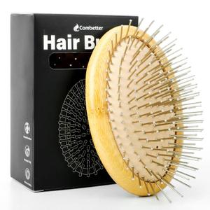 Metal Hair Brush for Scalp Massage & Hair Growth(No Handle), Natural Bamboo Mental Brush for Hair, Detangling Scalp Hairbrush for Women, Men & Kids