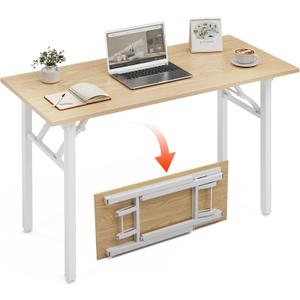 XBurmo Folding Desk Foldable Table, No Assembly 43.3" Foldable Desk Space-Saving Workstation for Small Space, Computer Table, Flat Storage for Home Office, Bedroom, Dorm, Study Room, Light Maple, 43.3 x 19.6 Inch