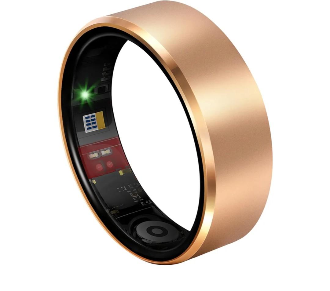 Smart Health Ring 2.0 for Women Men, Slim Scratch & Fingerprint Resistant Design,Efficient Chip Fitness Tracker, Monitors Heart, Warm Gold 6