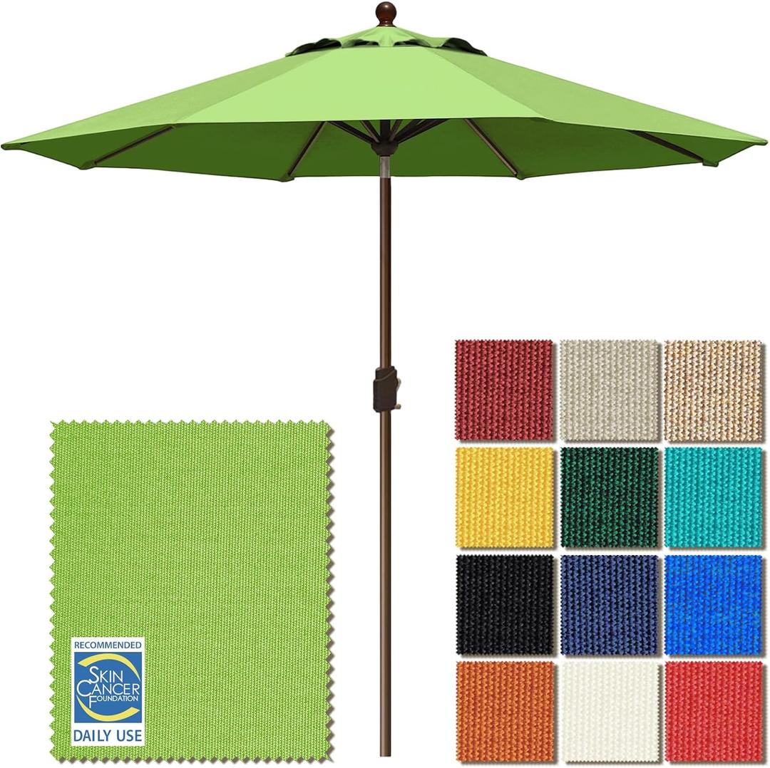 EliteShade USA 10-Year-Non-Fading 9Ft Market Patio Umbrella, UPF 50+ UV Protection Performance Sun Umbrella, Heavy Duty Commercial Grade Outdoor Table Umbrella with Crank & Tilt, Windproof Vented Top for Garden, Pool, Deck and Outdoor Playsets, Macaw Green