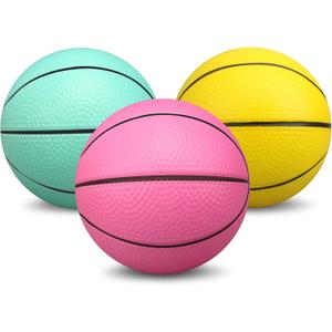 5" Mini Foam Basketballs for Mini & Over The Door Hoops, 3 Pack Replacement Balls for Kids Toddler Beach Indoor Outdoor Sport Game Gift Set (Pink)