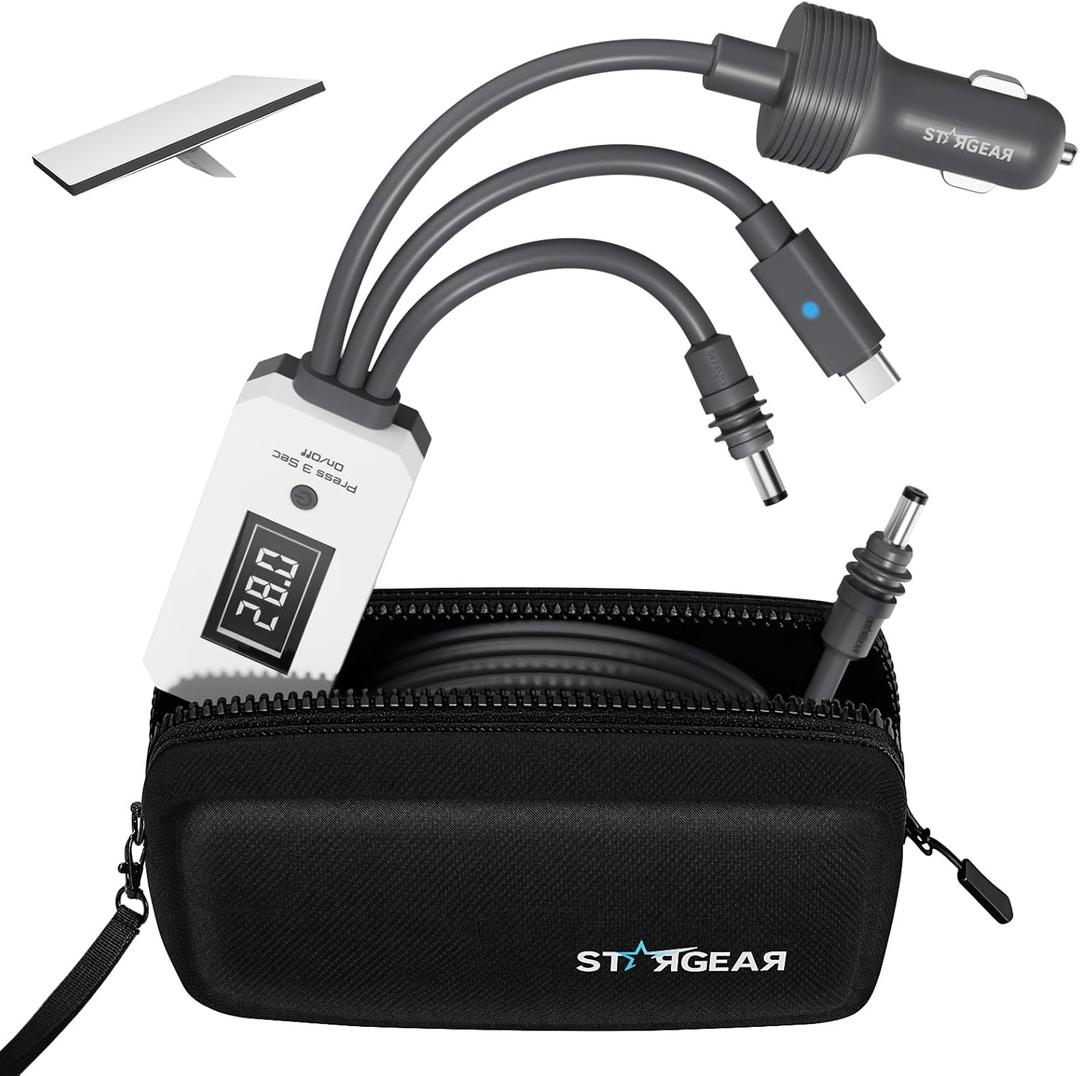 Starlink Mini Cable 10FT/3M, 3 in 1 Cable with Digital Voltage Display & On/Off Switch, 16AWG USB-C/Cigarette Lighter Car Adapter/DC to DC Starlink Mini Power Cable, Work with 140W+ PD Supply