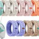 YWXTW Floral Cover for Oura Ring 4/3/ 4 Ceramic/Samsung/Ultrahuman, Support Charging Silicone Ring Protector for Women/Girls/Men, Dressy Accessories, 12 Pack (Dopamine, S)