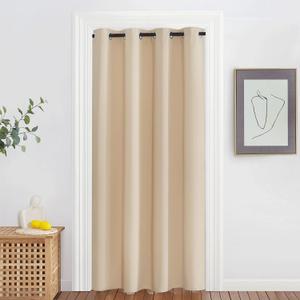 NICETOWN Doorway Curtain & Drape 78 inches Long - Grommet Thermal Insulated Privacy Blackout Window Treatment Soundproof for Bedroom/Living Room (Biscotti Beige, 1 Panel, W52 x L78)