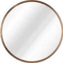 AOAOPQ Wall Mounted Circle Mirror Brushed Gold Metal Framed Round Mirror Bathroom Vanity Mirror for Bedroom Living Room (15.7"L x 15.7"W)
