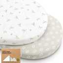 2-Pack Organic Bassinet Sheets for Girls, Boys - 100% Cotton Bassinet Mattress Sheets Compatible with Halo Bassinest Swivel Sleeper, Graco, Baby Delight, Chicco, Unisex Fitted Bassinet Sheets (Meadow)