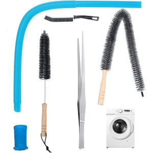 5 Pcs Dryer Vent Cleaner Kit Compatible with Most Vacuum Cleaner, Dryer Lint Brush and Vacuum Hose Attachment with Universal Elastic Connector, Tweezers for Large Debris, Quickly Lint Remover