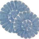 Chesapeake Bursting Flower 2 Pc. Off White & Blue Round Bath Rug Set 45951 (24" & 30")
