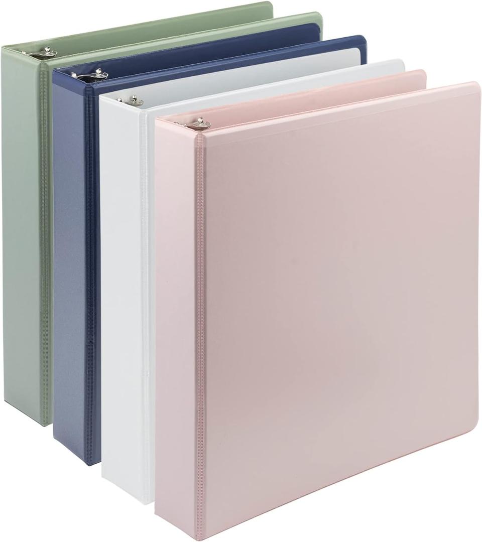 Samsill Plant-Based 1.5 Inch Durable D-Ring, Made in USA, View Binder, Eco-Friendly, USDA Certified Biobased, 4 Pack, Boho Assortment