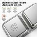 3-Pack Stainless Steel Snack Containers with Leakproof Lids - 2 Divided & 1 Large Open Metal Bento Box Set - Snackle Box Container for Kids & Adults, School, Travel & Meal Prep