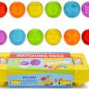 JUNBESTN Easter Matching Eggs Connect Eggs Parlour Games Toys Gifts for 2 3 Years Old Kids Toddler Baby Girls Boys Shape Color