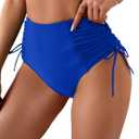 Eomenie Women's High Waisted Swimsuit Bottom Tummy Control Ruched Bikini Bottoms Side Tie Bathing Suit Swim Bottom (Royal Blue)