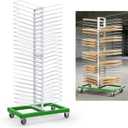 Mouuy 50-Shelf Paint Drying Rack for Cabinets & Doors, Heavy-Duty Cabinet Door Drying Rack, 25lbs/Shelf, Space-Saving Vertical Stand for Paint Studios and Classrooms with 4 Locking Casters