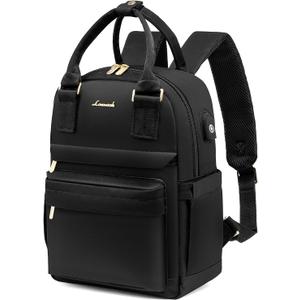LOVEVOOK Mini Backpack for Women Stylish Waterproof Backpack Purse with USB Port, Cute Bookbag for College School Travel (11 Inch, Black)