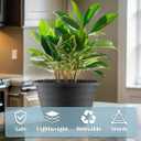 RooTrimmer 3 Pack 11 Inch Plant Pots with Drainage Hole and Plug,Plastic Flower Pots for Indoor & Outdoor Plants,Lightweight Plant Pots Perfect for Herbs,Flowers & Succulents(Gray)