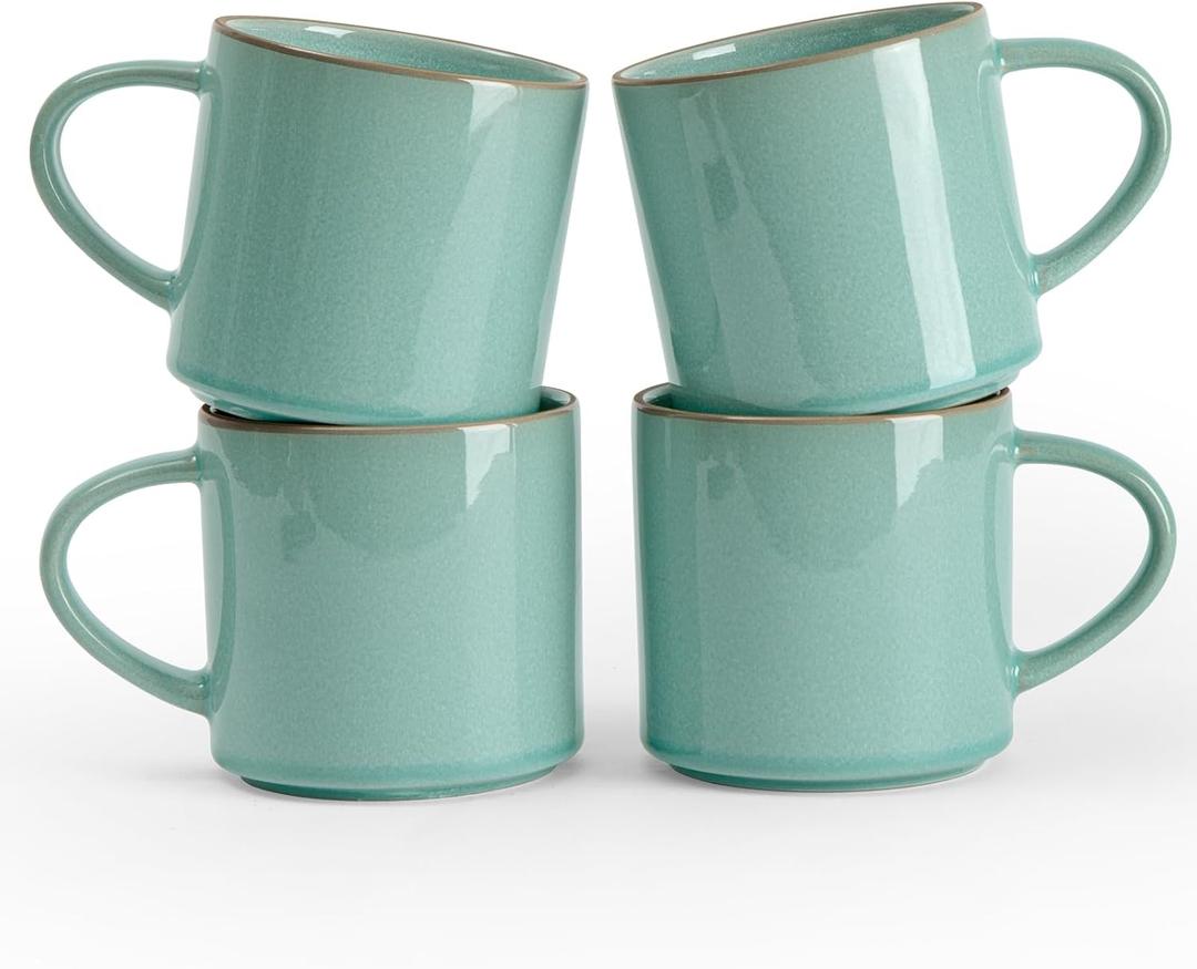 famiware Nature Coffee Mugs Set of 4, 14 oz Coffee Mug Set, Coffee Cups with Handle for Coffee, Tea, Cocoa and Milk, Microwave and Dishwasher Safe, Verdure (4pcs, Nature-Verdure)