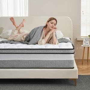 Queen Mattress, 12 Inch Queen Size Mattresses in a Box, Memory Foam Hybrid Mattress with Individual Pocket Spring for Motion Isolation, CertiPUR-US, Colchones Queen