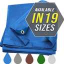 Large Waterproof Tarp Thick Poly Tarpaulin Ideal for Canopy Tents, Boats, RV or Pool Covers - Multipurpose Protective Tarps with Grommets for Indoor and Outdoor Use | 8' x 10' (Blue-lightweight Protection)