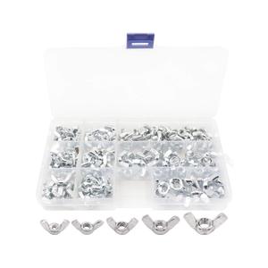 LBY 120pcs Wing Nut Assortment Kit, M3/M4/M5/M6/M8 Butterfly Wing Nuts, Hand-Twist Tighten Ear Nuts, 5 Sizes, Carbon Steel, Galvanized