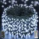 1000 LED 328 FT Outdoor String Lights with Remote and Timer, Dimmable with 8 Modes, Waterproof, Cool White Fairy Lights for Christmas Tree & Holiday Decor, Cool White