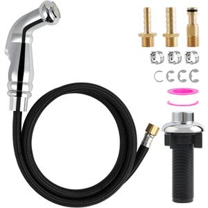 Hygie Rinse Universal Fit Kitchen Faucet Sprayer Attachment/ Hose/ Holder Set Compatible with Moen/ Delta Faucet Sprayer Replacement, Kitchen Sink Side Sprayer Head, Chrome