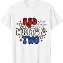 Kids Red White & Two 2nd Birthday 4th Of July T-Shirt (White, XL)