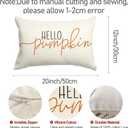 3 x RABUSOFA Fall Pillow Covers 12x20 Inch,Autumn Hello Pumpkin Pillows Decorative Throw Pillows,Lumbar Outdoor Thanksgiving Cushion Cover Farmhosue Fall Decor for Bedroom Couch Sofa White