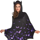 Black and Purple Bat Poncho Adult Size (1 Pc.) - Premium Material, One-Size-Fits-All, Perfect for Costume Parties & Halloween Events