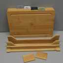 Bamboo Cutting Board Set of 4 with Labeled Food Icon for Kitchen- Wood Cutting Board with Stand Chopping Boards Set with Holder for Meat, Fish, Bread, Vegetable Chopping