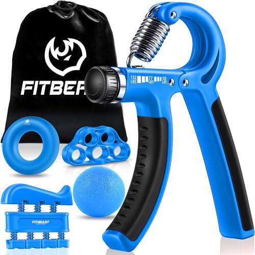 FitBeast Grip Strengthener Forearm Strengthener Hand Grips Strengthener Kit - 4Pack Adjustable Resistance (Light Blue)