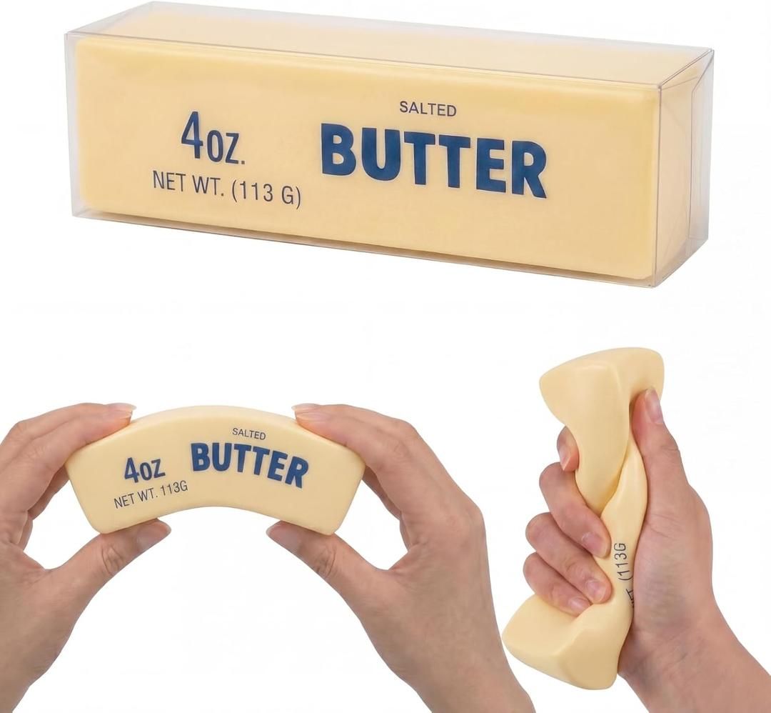 Butter Squishy Slow Rising Stress Relief Tool,New 2026 Squeeze Ball Realistic Butter Stick Soft Squeeze Tool,Portable Squishy for Adults Anxiety & Stress Relief, Sensory Gifts for Office(Yellow)