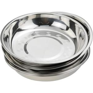 7.64 Inch Stainless Steel Round Plate, Dinner Plate Dish, Pack of 6