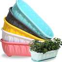 5-Pack 12-Inch Cute Plastic Plant Pots with Saucers | Multi-Color Thickened Flower Pots with Drainage Holes for Succulents, Herbs, Orchids | Indoor/Outdoor Soil Hydroponics Dual Purpose Planters