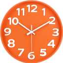 45MinST 12-Inch Modern Indoor Outdoor Wall Clock, Minimalist Orange Design, Silent Non-Ticking, Large Numbers, Perfect Decorative Accent for Home or Office (Orange)