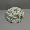 Trendables 40 Piece Plastic Disposable Plates Set For 40 Guests I 40 X 8 Inch Dessert Plates & 40 X 10 Inch Wedding Party Plates | Ivory & Green Verdure Design