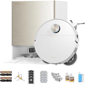 DREAME X60 Max Ultra Complete Robot Vacuum and Mop, Ultra-Thin Design, 35,000Pa Suction, Self Emptying&Refilling, Mop Self-Cleaning, 280+ Obstacle Avoidance, White