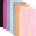 8 Pack Girls Leggings Cotton Leggings for Girls Toddler Warm Stretchy Tights Pants for Kids Pull on Multipack (5-6 Years, Black, Light Pink, Heather Gray, Lavender Purple, Light Orange, Light Yellow, Raspberry Pink, Pale Green)