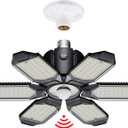 Motion Sensor Garage Light, 20000LM 200W Garage Lights Ceiling Led Motion Activated,Motion Light Indoor with Dusk to Dawn, E26/E27 Screw in Shop Light for Basement Barn Attic Warehouse (1Pack)