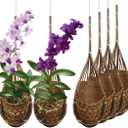Handmade 100% Thai Bamboo Hanging Orchid Basket  4 Inch Set of 6