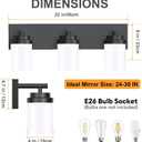 IZORRO Bathroom Vanity Light Fixture, 3-Light 22 Inch Matte Black Bathroom Light Fixtures Over Mirror, with White Glass Shade, Modern Farmhouse Vanity Lights, Rustic Restroom Lighting Fixtures
