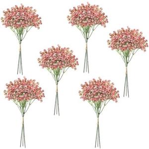 Nagobi Babys Breath Artificial Flowers Bulk 6pcs Dusty Pink Gypsophila Bouquets Real Touch Fake Babys Breath Flowers for Wedding Centerpieces Floral Arrangements Party Decor