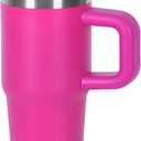 14 oz Tumbler for kids with Detachable Flip Straw Lid and handle, 100% Leak Proof 14 oz mini cup, Stainless Steel Vacuum Insulated Tumbler, Wide Mouth Easy to Clean, Keep Cold or Hot (Hot Pink)