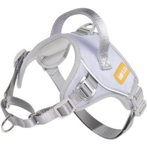 DF No Pull Step-in Martingale Dog Harness, Help Stop Pulling & Choking, Reflective & Adjustable, Front Clip Harness with Lift Handle, Tactical Silent Metal Buckle, Gray, 3/4", Front Chest 13.2"-16.0"