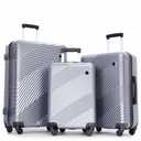 Vienna 3 Piece Hardside Spinner Luggage Set Silver