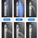 ROVOGO Shower Panel Tower System with Mist Rainfall Head, Body Jets, Handheld and Tub Spout, Hydroelectric Led Lights and Temp Display No Battery, Simultaneous Shower Column Stainless Steel, Brushed