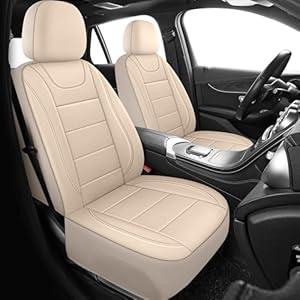 HChengkikz Car Seat Covers, Quilting Leather Seat Cover Two Front Seats, Waterproof Faux Leather Automotive Seat Covers for Cars, Universal Car Interior Fit for Suvs, Trucks, Airbag Compatible (2PCS, N4)