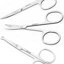 Small Scissors, 3.5in Beauty Scissors,for Personal Facial Hair Grooming Curved and Round Design, for Trim Men/Women Eyebrows Trimming, Eyelashes,Nose Hair, Ear, Mustache 3 Pack