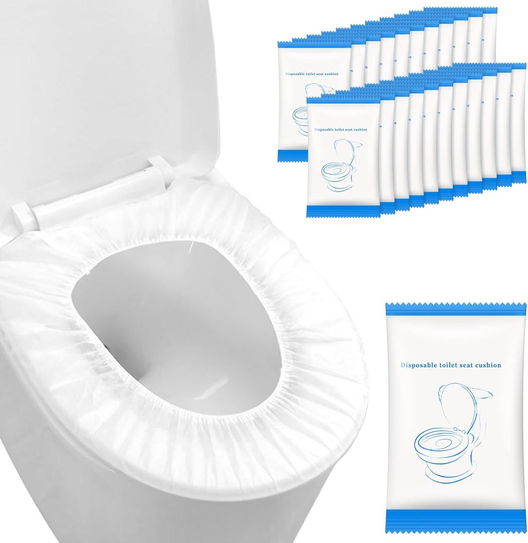 50 Pack Disposable Toilet Seat Covers for Travel Public Toilet Hospital,Portable Waterproof (Individual Package)
