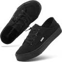 hash bubbie Women's Slip on Shoes Canvas Shoes Non Slip Fashion Sneakers for Women Low Top Loafers (9, Full Black)