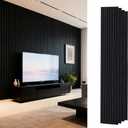 Wood Slat Wall Panels for Wall, 4-Piece Acoustic Decorative Wood Panels for Interior Accent Walls, Sound Absorbing Wall Panels, 94" × 12.6" Each (Ebony)